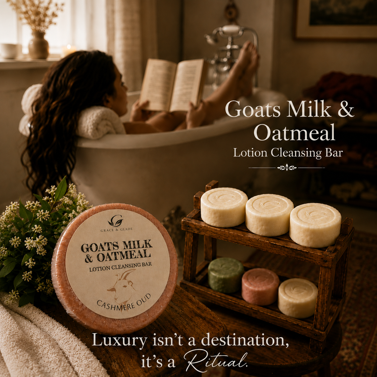 Goat Milk & Oatmeal - Lotion Cleansing Face & Body Bar
